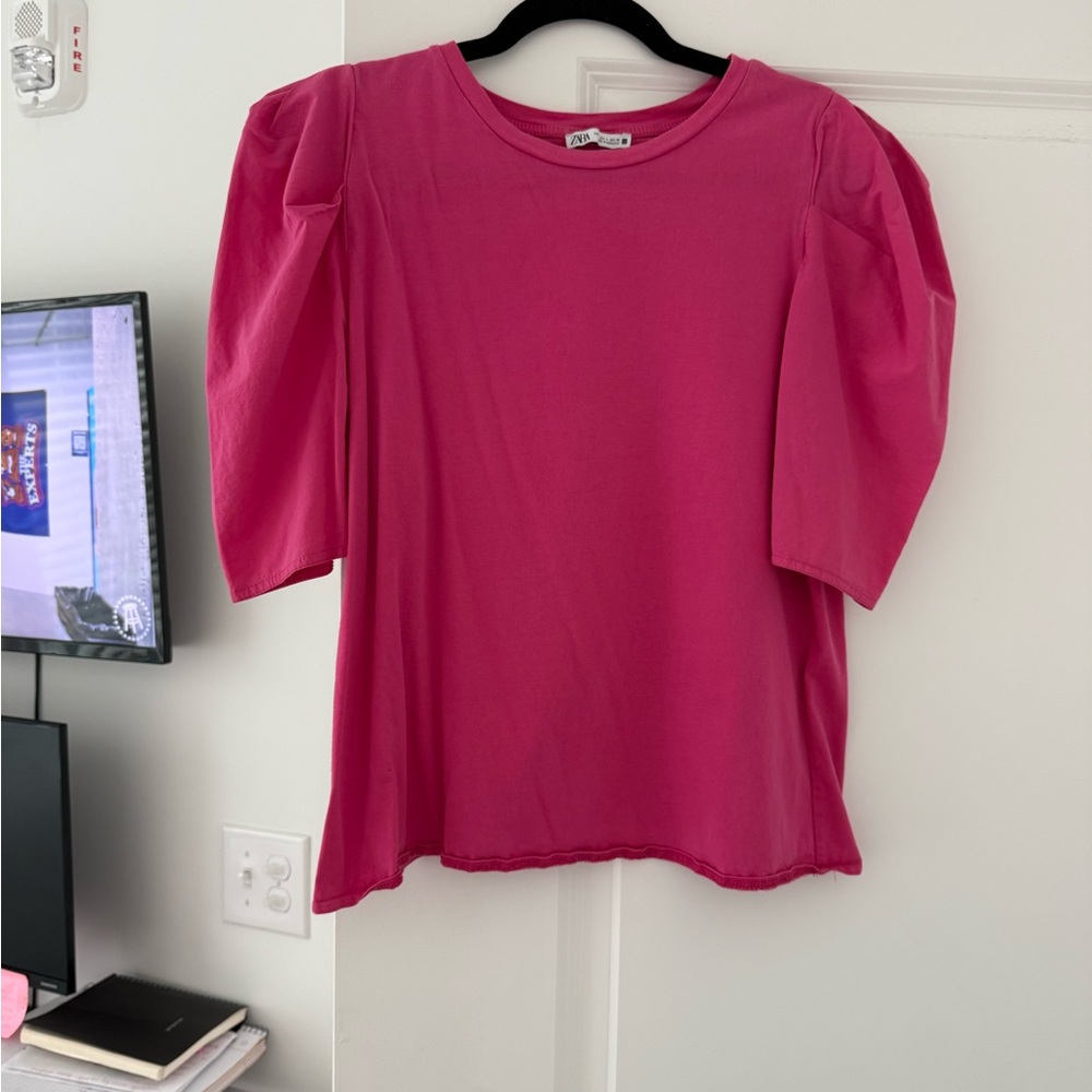 Zara Pink Puff Sleeve Top